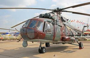 Military support helicopter in MAKS 2007 airshow