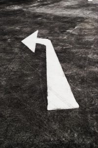 Direction arrow in the pavement